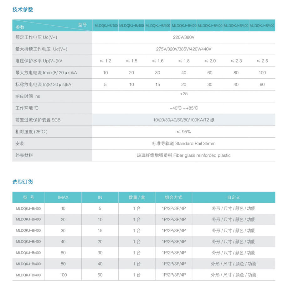 低压电浪涌保护器MLDQKJ—B400（产品六）(图2)